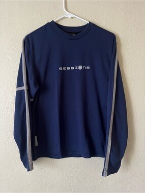 Vintage 90s Sessions Diffusion Long Sleeve Shirt | Navy Mesh | Size S
